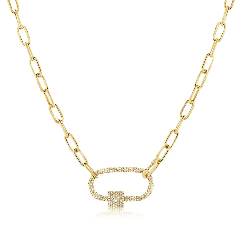 women's beaded statement necklaces-14K Yellow Gold Full Diamond Pave link Necklace