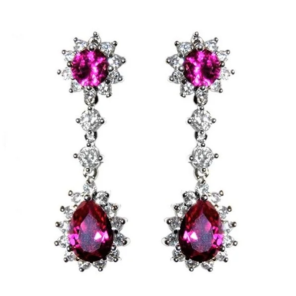 women's cubic zirconia earrings-Kimmy Fuchsia Dhandelier Earrings | 36mm