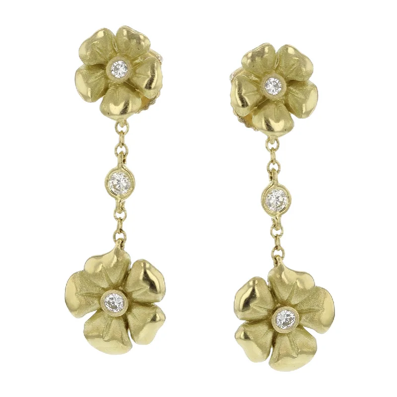 women's gold drop earrings-Blossom Double Drop Earrings