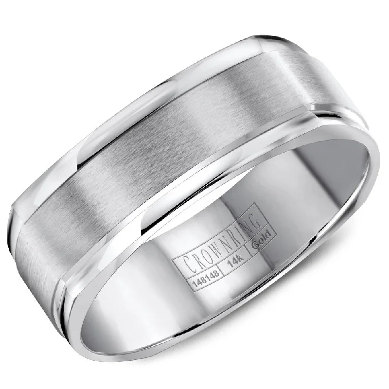 women's personalized engagement rings-CrownRing 7MM Wedding Band with Brushed Center WB-8091