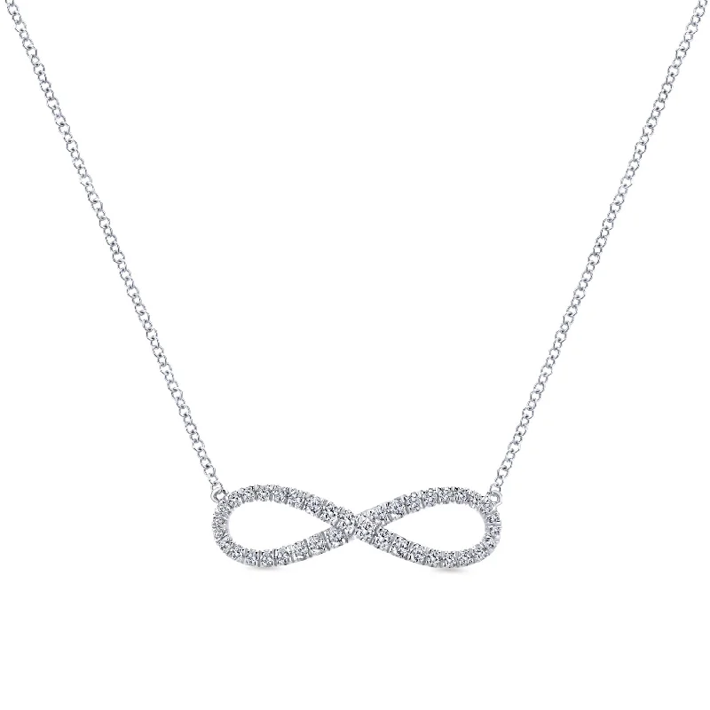 women's unique necklaces-14K White Gold Diamond Infinity Necklace