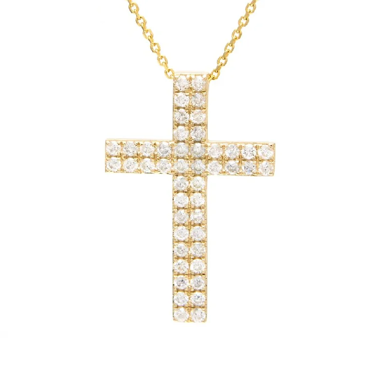 women's layered gold necklaces-14K Yellow Gold Diamond Cross Necklace