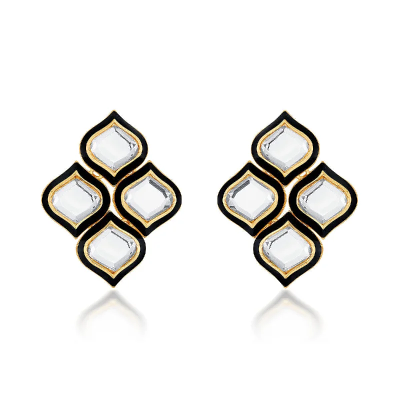 women's pearl stud earrings-Amina Flower Mirror Stud Earrings