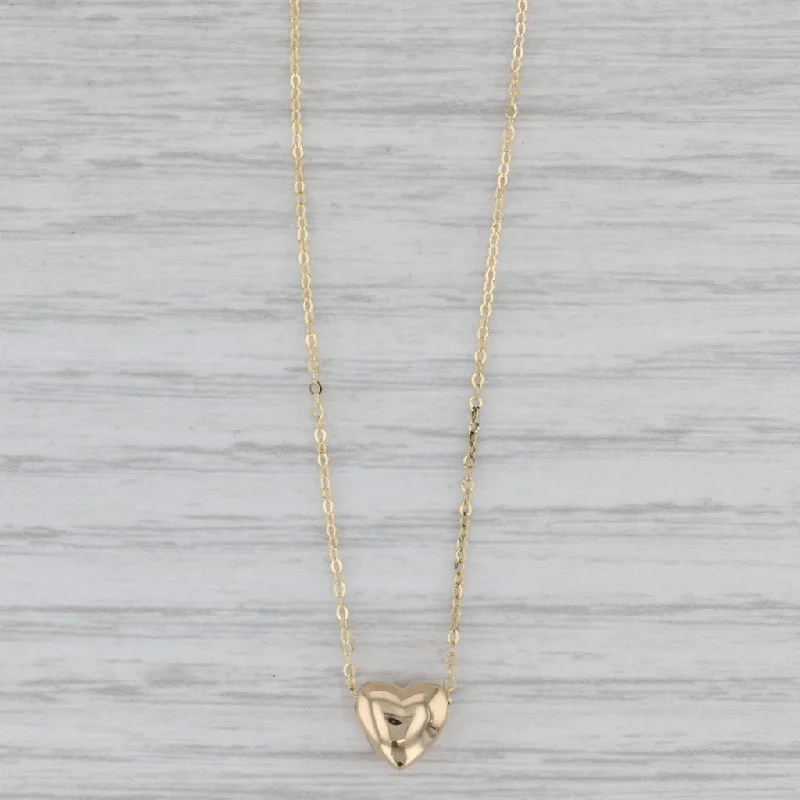 women's layered necklaces-Small Heart Pendant Cable Chain Necklace 14k Yellow Gold Adjustable 16"-18"