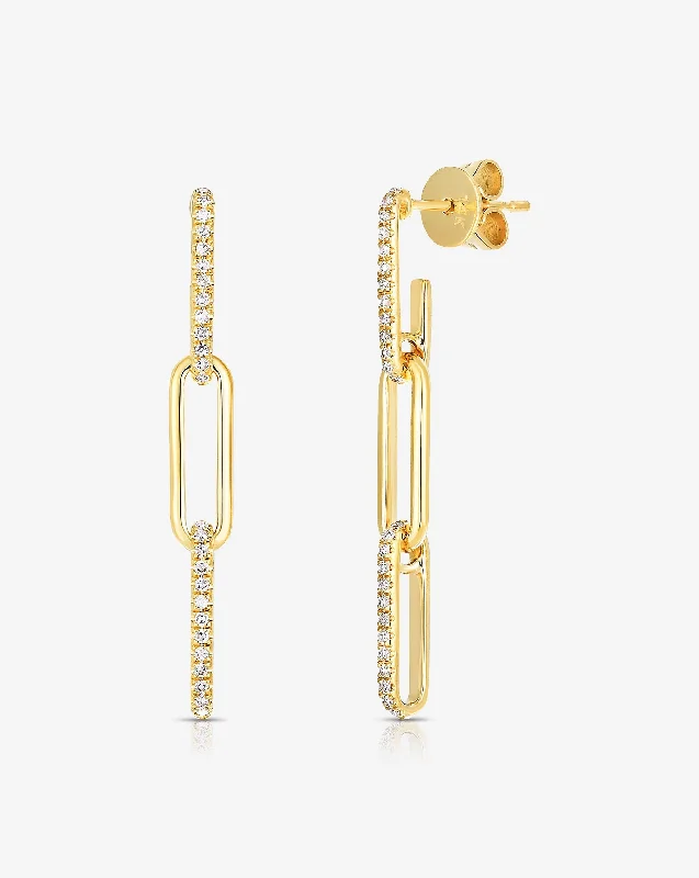 women's custom earrings-Diamond Link Drop Earrings