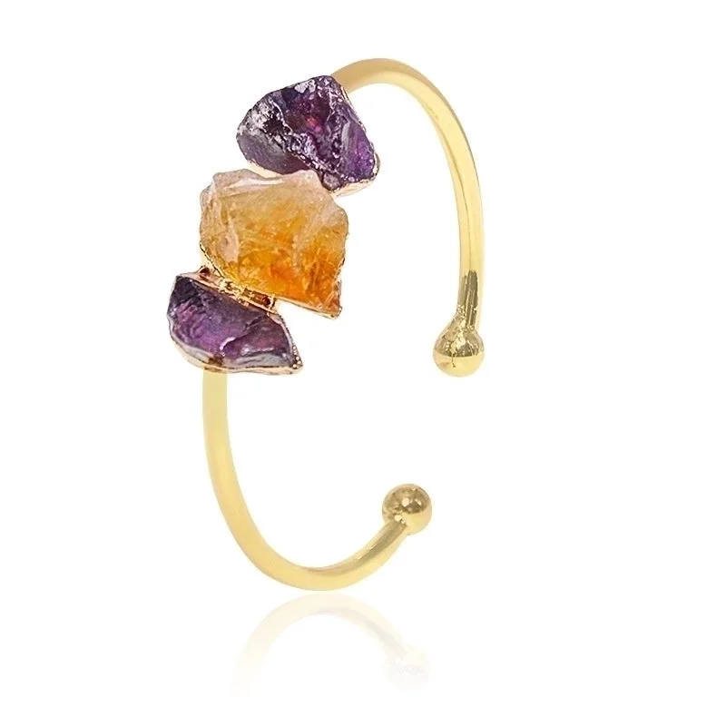 Two Amethyst One Citrine Bracelet|Pure Natural