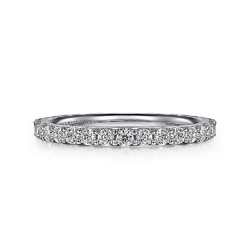 women's modern diamond engagement rings-14K White Gold Shared Prong Diamond Wedding Band