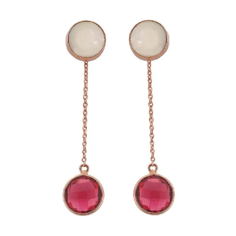 women's pearl earrings-VARNIKA ARORA Sway- 22K Rose Gold Plated White Mother Of Pearl Earrings