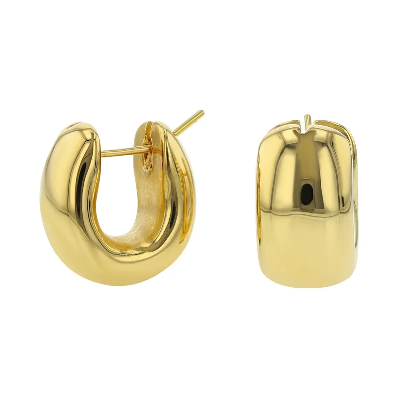 women's cubic zirconia earrings-18k Yellow Gold Huggie Hoop Earrings