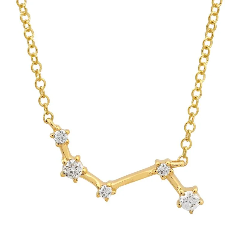 women's infinity heart necklaces-14k Yellow Gold Diamond Aries Constellation Necklace