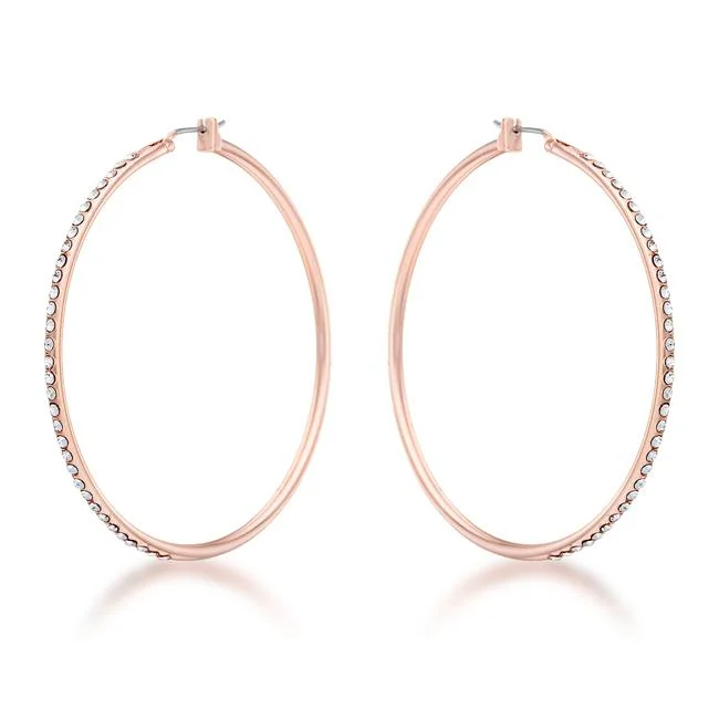 women's personalized earrings-Gwen Large CZ Rose Gold Hoop Earrings