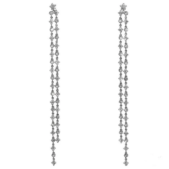 women's colorful earrings-Mysta CZ Linear Chandelier Earrings | 200mm