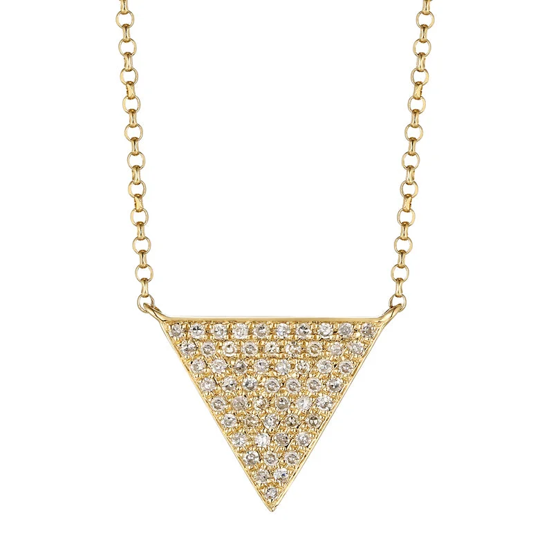 women's heart pendant necklaces-14K Yellow Gold Triangle Necklace