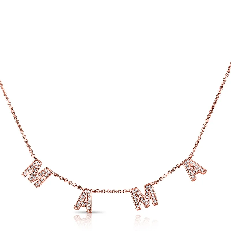 women's tribal necklaces-14K Rose Gold Diamond "Mama" Necklace