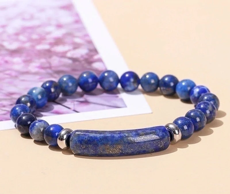 1a Natural Lapis Lazuli Bridge Bracelet|8mm Long Tube 10 * 39mm