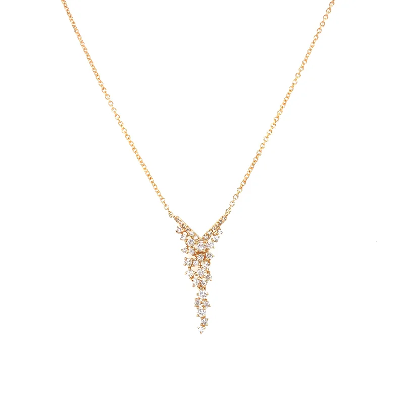 women's pearl and diamond necklaces-14K Yellow Gold Diamond Cluster Necklace