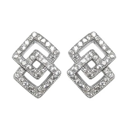 women's clip-on earrings-Hedy Double Square Stud Earrings