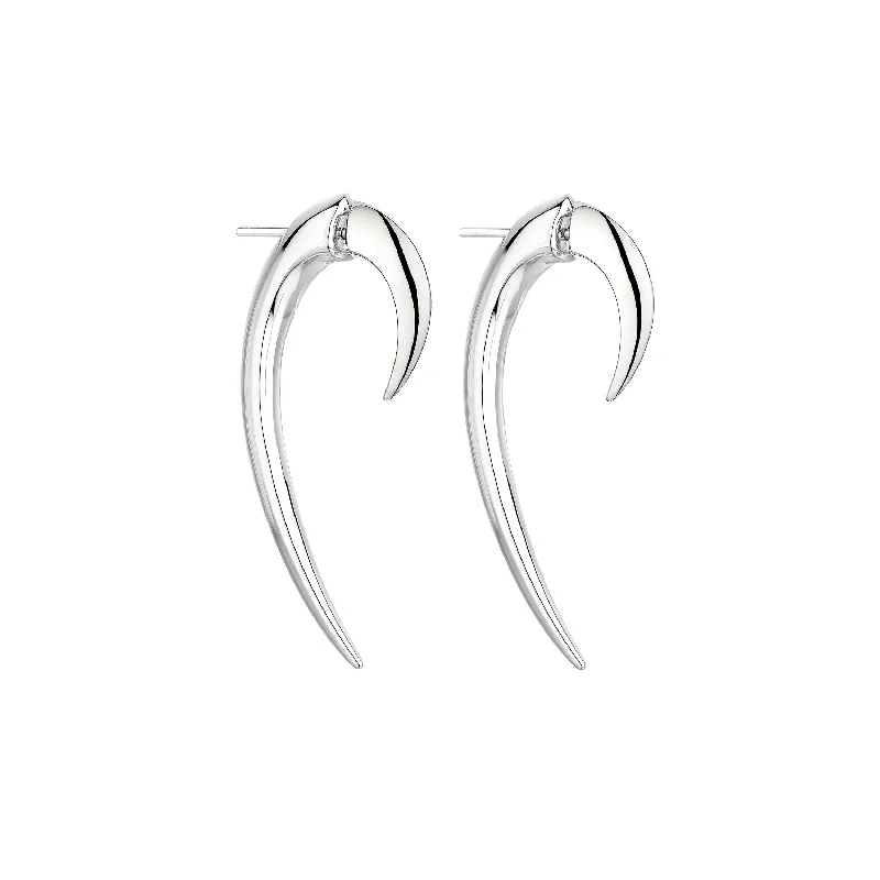 women's gold earrings-Hook Size 1 Earrings - Silver