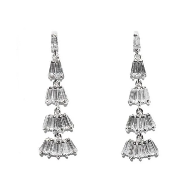 women's diamond and pearl earrings-Noelan CZ Dangle Chandelier Earrings