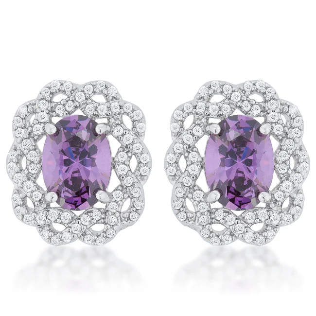 women's trendy earrings-Destry Vintage Amethyst Oval Stud Earrings | 2.5ct