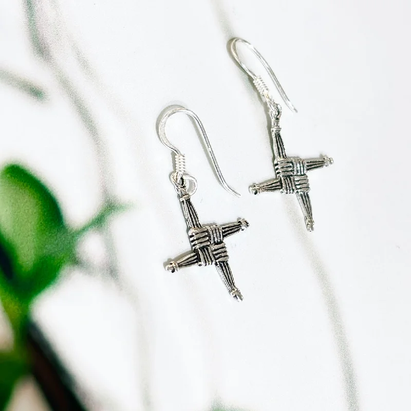 women's diamond and pearl earrings-Saint Brigid’s Cross earrings