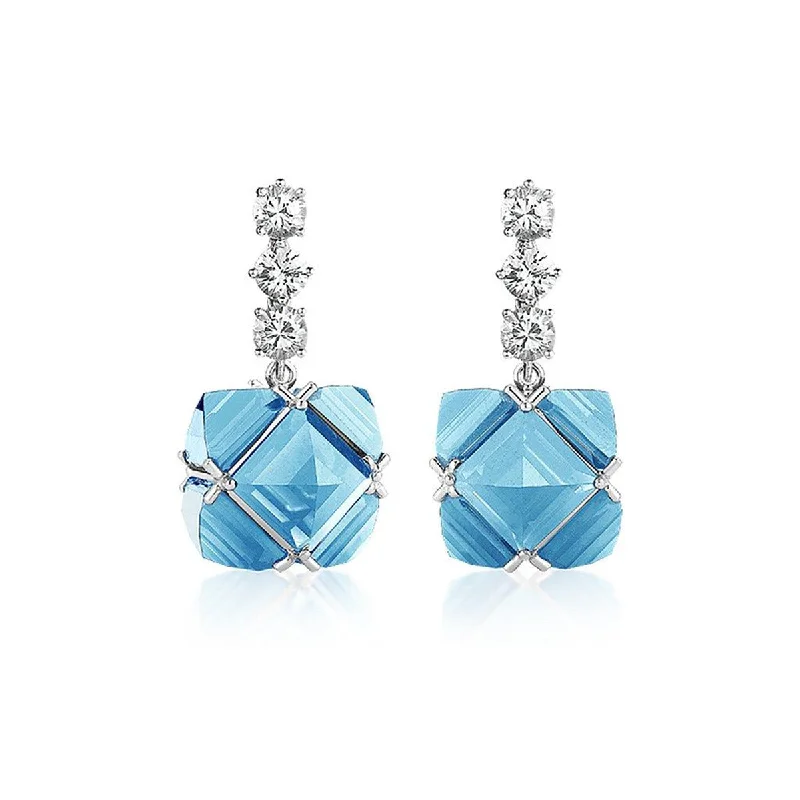 women's heart earrings-Blue Topaz and White Sapphire Very PC Earrings