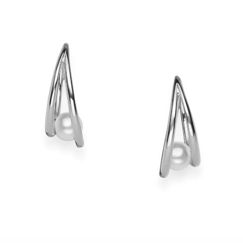 women's matching earring sets-Akoya Cultured Pearl Earrings in White Gold