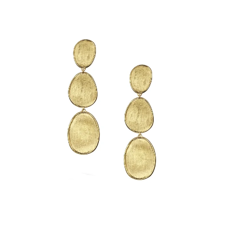 women's diamond stud earrings-18K Yellow Gold Small Triple Drop Earrings