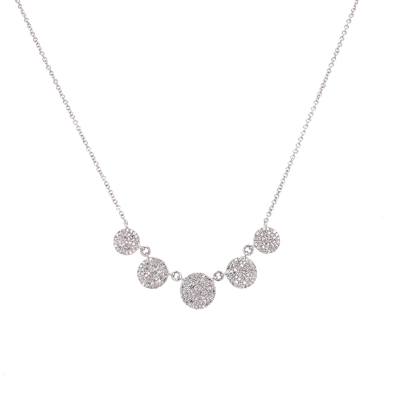 women's diamond necklaces-14K White Gold Diamond Disc Necklace