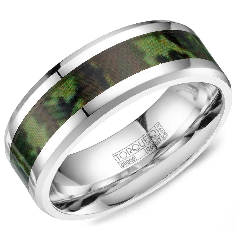 women's unique engagement rings with diamonds-Torque Cobalt Collection 8MM Wedding Band with Camo Center CB-0001