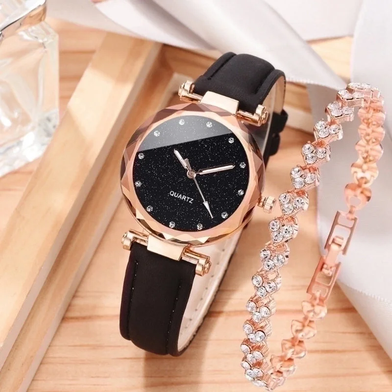 women's pearl bracelet sets-Casual Round Buckle Quartz Women's Watches