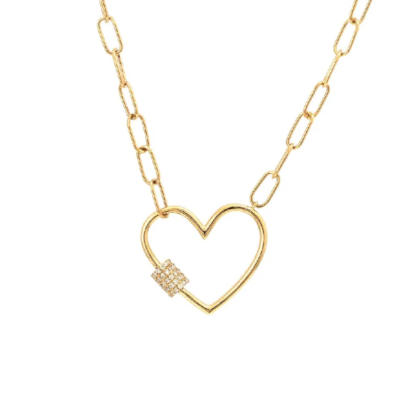 women's multi-strand necklaces-14K Yellow Gold Diamond Heart Charm Necklace