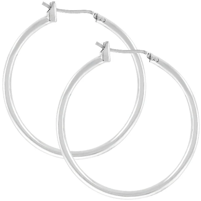 women's silver earrings-Glem Small Silver Hoop Earrings | 32mm