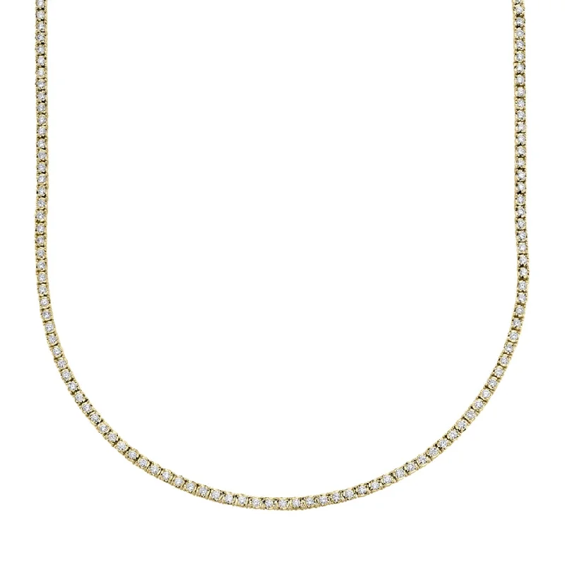 women's zodiac sign necklaces-14K Yellow Gold Diamond Small Tennis Necklace