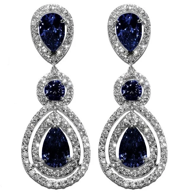 women's unique diamond earrings-Louisa Sapphire Chandelier Earrings