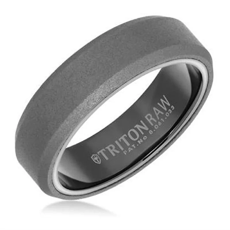 women's multi-stone engagement rings-Raw Tungsten Matte High Shine 6mm Wedding Band