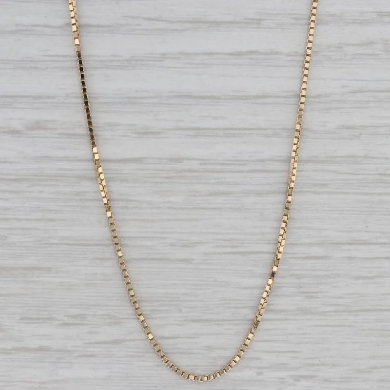 women's pearl and diamond necklaces-18" 1mm Box Chain Necklace 14k Yellow Gold Italian Lobster Clasp