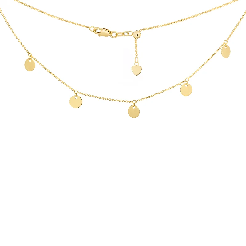 women's pendant necklaces-14K Yellow Gold Disc Choker Necklace