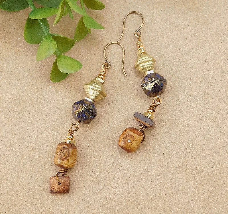 women's flower earrings-Woodsy Inspired Boho Earrings