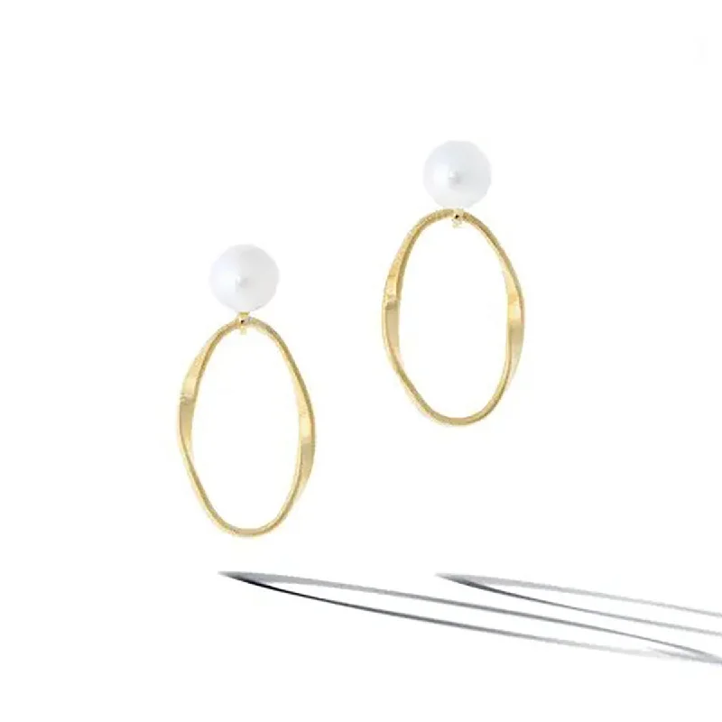 women's small stud earrings-18K Yellow Gold and Freshwater Pearl Earrings