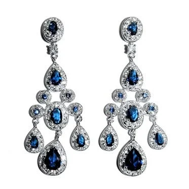 women's gold drop earrings-Armania Sapphire Chandelier Earrings | 51mm