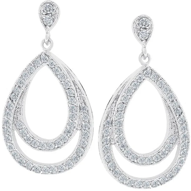 women's crystal earrings-Milana Double Teardrop Dangle Earrings | 2ct