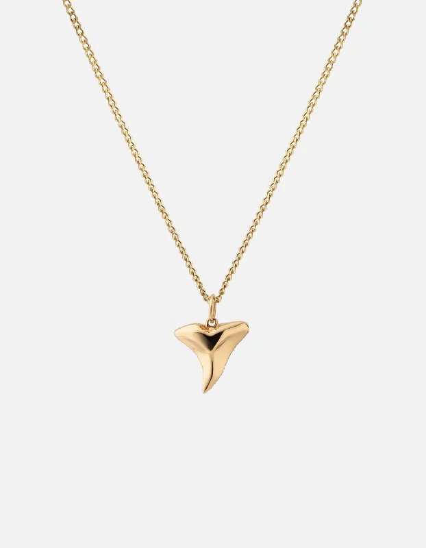 women's solitaire necklaces-Shark Tooth Necklace, Gold Vermeil, Polished 24"