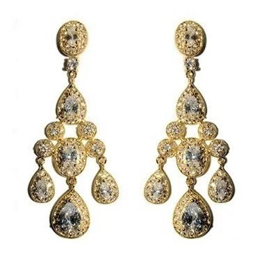 women's flower earrings-Armania Clear Chandelier Earrings | 18k Gold | 51mm