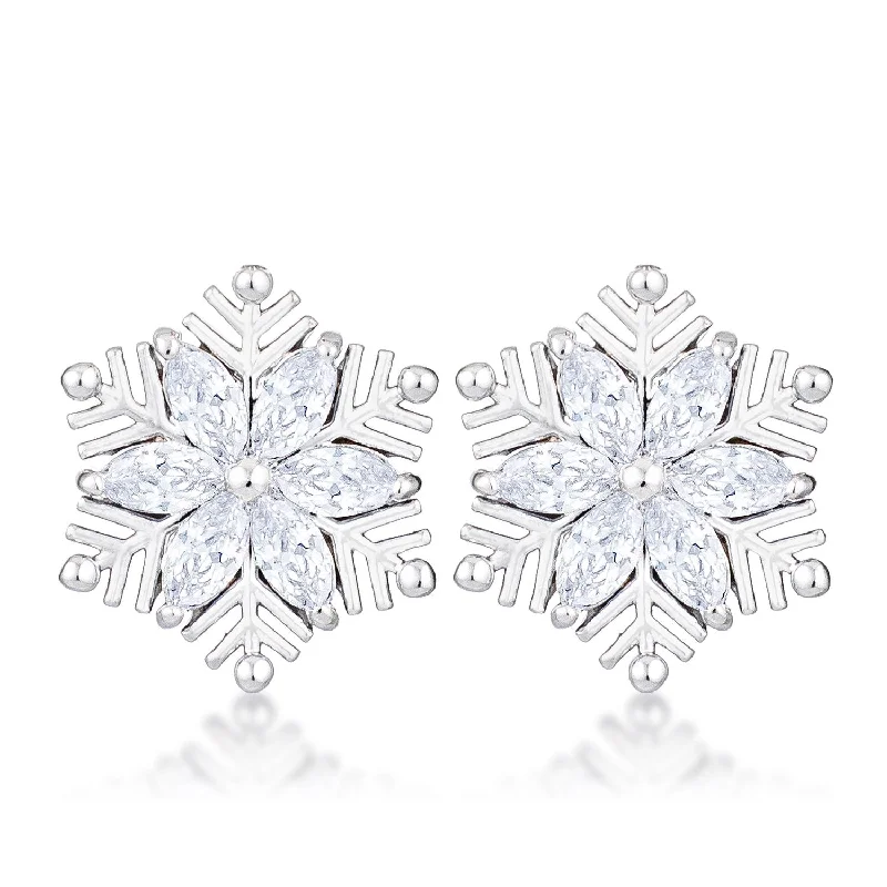 women's retro earrings-Liv Brilliant Snowflake Silver Earrings