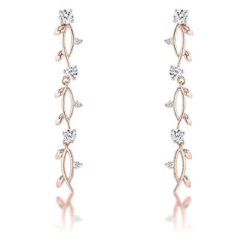 women's heart-shaped earrings-Nathana Romantic Vine Dangle Earrings | 1.1ct