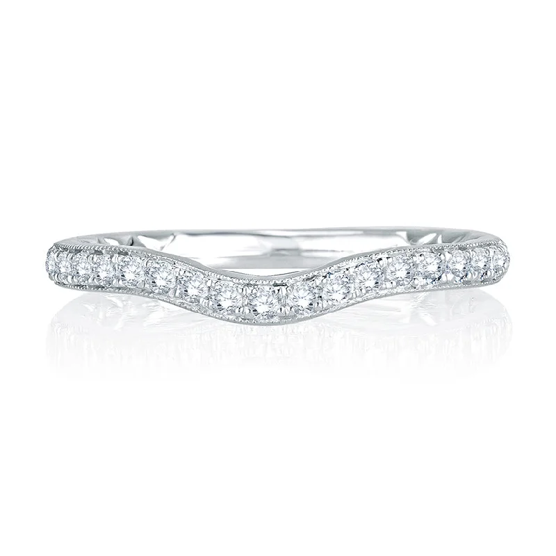 women's vintage diamond engagement rings-A.Jaffe Signature Contoured Milgrain Diamond Quilted Wedding Band MRS765Q/23