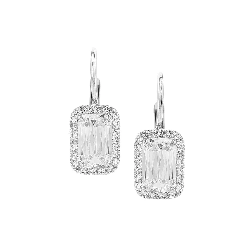 women's diamond hoop earrings-Ashoka Diamond Drop Earrings with Diamond Halos