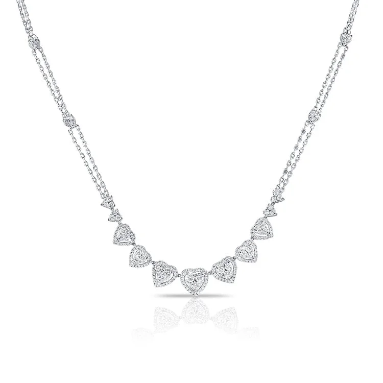 women's diamond choker necklaces-14K White Gold Fancy Diamond Heart Necklace