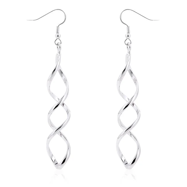 women's pearl drop earrings-Casilda Silver Twist Dangle Earrings